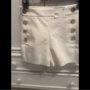 Express Midi High Rise White Shorts